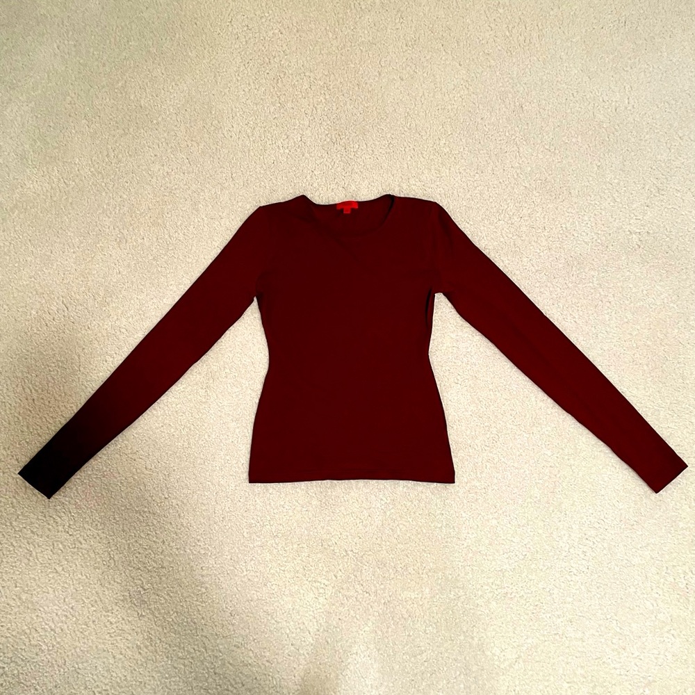 Hugo Boss maroon nylon long sleeve shirt